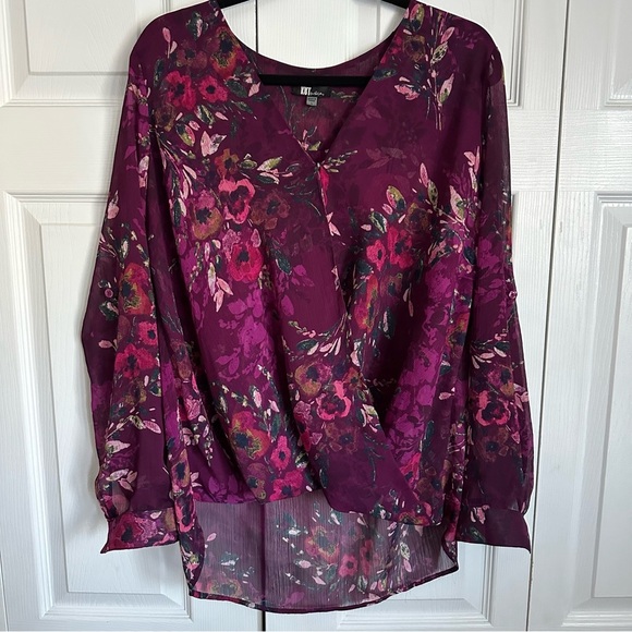 KUT from the Kloth Womens Dark Floral Top Sz L Boho Whimsigoth Bloomcore Fairy - Picture 1 of 9